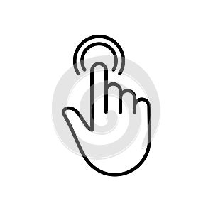 Double Click Gesture of Computer Mouse. Pointer Finger Black Line Icon. Cursor Hand Linear Pictogram. Press Tap Touch