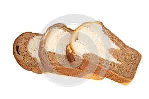 Double color bread sliced isolated on the white background