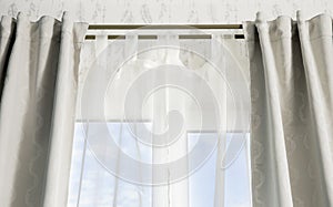 Double curtain rods for see through day curtain and room darkening night curtains.