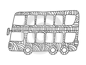 Double-decker bus coloring page for kids and adults stock vector illustration
