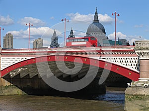 Double-Decker Bus on London's Blackfriars Bridge