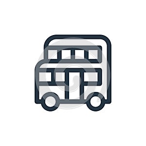 double decker bus vector icon isolated on white background. Outline, thin line double decker bus icon for website design and
