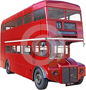 Double Decker London Bus Isolated, Red