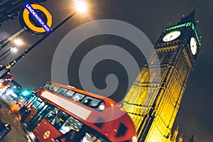 Double decker red London bus and Big Ben