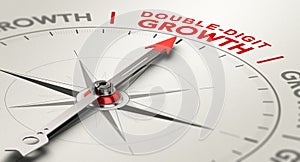 Double-Digit Growth Rate. Annual Results Concept photo