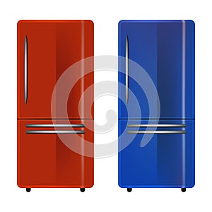 Double door freezer refrigerator or fridge flat color icon for apps and websites