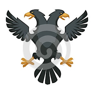 Double eagle heraldic Byzantium symbol wing and beak black feathers