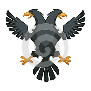 Double eagle heraldic Byzantium symbol wing and beak black feathers photo