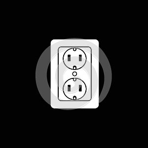 Double Electrical Outlet Icon - Black and White