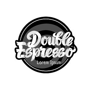 Double Espresso coffee hand drawn lettering, modern graffiti script for poster, banner, logo, icon, menu for cafe, restaurant, bra