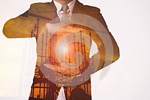 Double exposure business action modern digital motion graphics