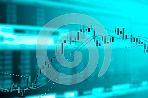 Double exposure of business graph and trade monitor