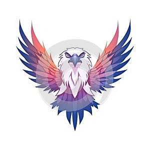 Double Exposure Eagle Logo in Flat Cartoon Style . photo