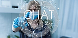 Double exposure of formulas virtual screen chat. Artificial Intelligence