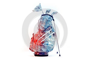 Double exposure of golf sport on white background.