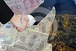 double exposure of International business trade agreements photo