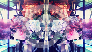 Double exposure kaleidoscopic glam metal florist flower photo