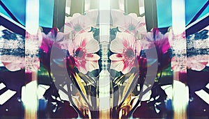 Double exposure kaleidoscopic glam metal florist flower photo