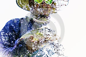 Double exposure with a peacock based in Florida