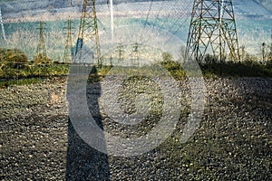 Double Exposure of Pylon andshadow