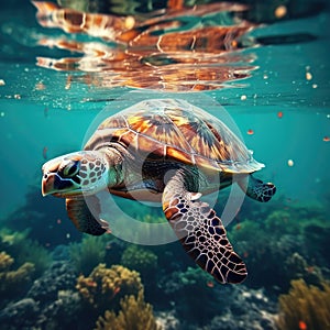 The Double Exposure Sea Turtle\'s Endless Odyssey photo