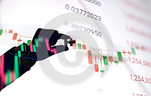 Double Exposure Silhouette of hand  hold jigsaw with stock market pricelist graph.