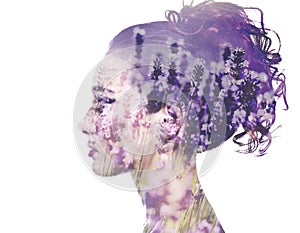 Double exposure woman