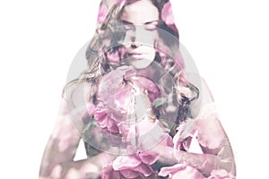 Double exposure woman