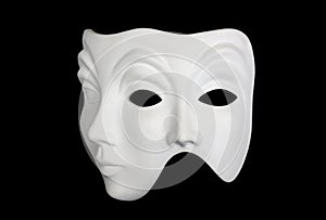 Double face white mask isolated over black