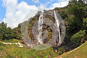 Double falls in mountains