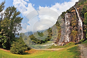 Double falls in mountains of Italy