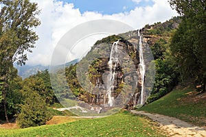 Double falls in mountains of northern Italy