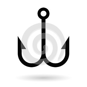 Double fishing hook vector icon