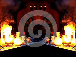 Double Golem in a wizard's lab