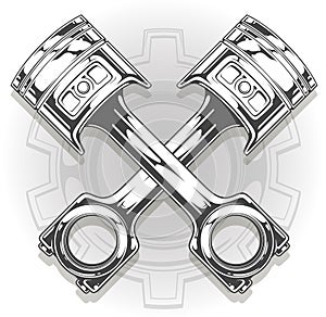 Double graphic black car engine piston