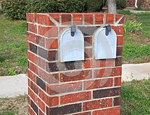 Double grey mailboxs