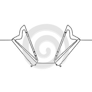 double harps One continuous line drawing of traditional Percussion music instruments concept single line draw design illustration