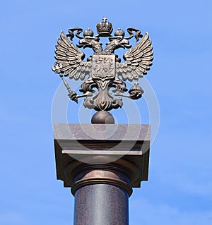 Double-headed eagle - the coat of arms of Russia close-up