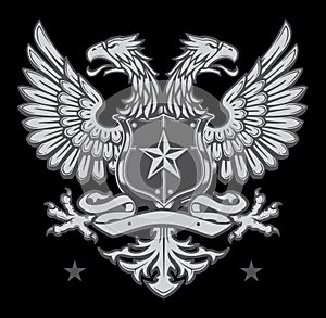 Double Headed Heraldic Eagle Crest