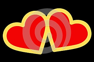 Double heart in in red and yellow colour design. Latest design for valentine\'s day weeks