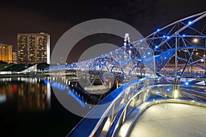 Double Helix Bridge in Singapore at Night