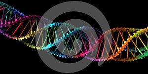 Double helix of DNA molecule in colorful composition. Generative AI