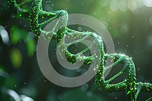 Double helix DNA strands on a green. Generative AI