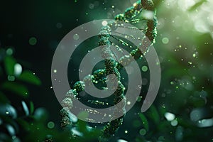 Double helix DNA strands on a green. Generative AI