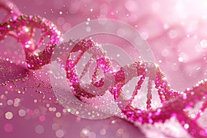 Double helix DNA strands on a pink. Generative AI