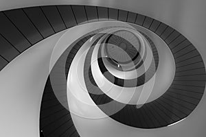 Double helix staircase in black and white