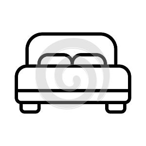 Double hotel room line icon. Double bed