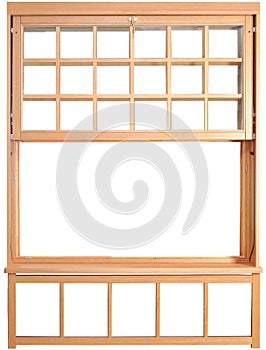 Double-hung window parts. Wood Double Hung Windows. photo