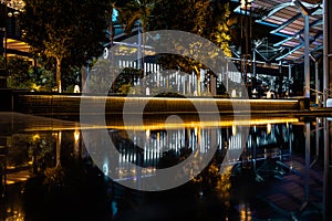 Reflection through water of mordern architecture photo