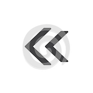 Double left arrow vector icon